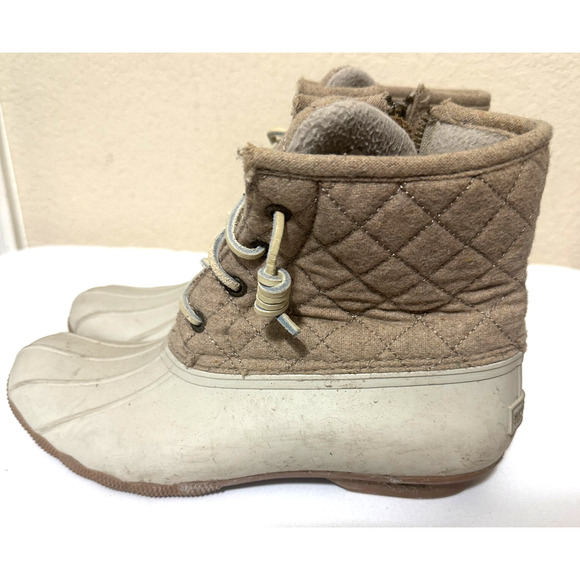 Sperry Womens Winter Rain Duck Boots womens 9 waterproof quilted upper cream - Picture 1 of 7